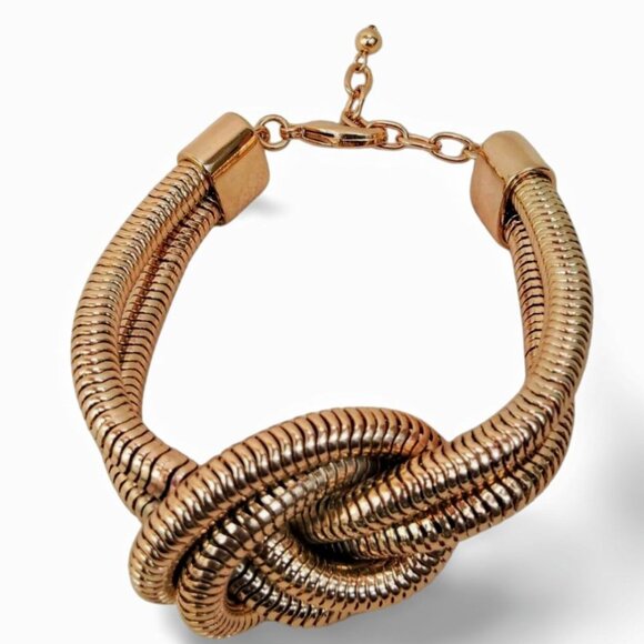 Chic Retro Gold Tone Double Snake Chain Gas Pipe Coil 8" Bracelet JW1545 - Picture 4 of 5